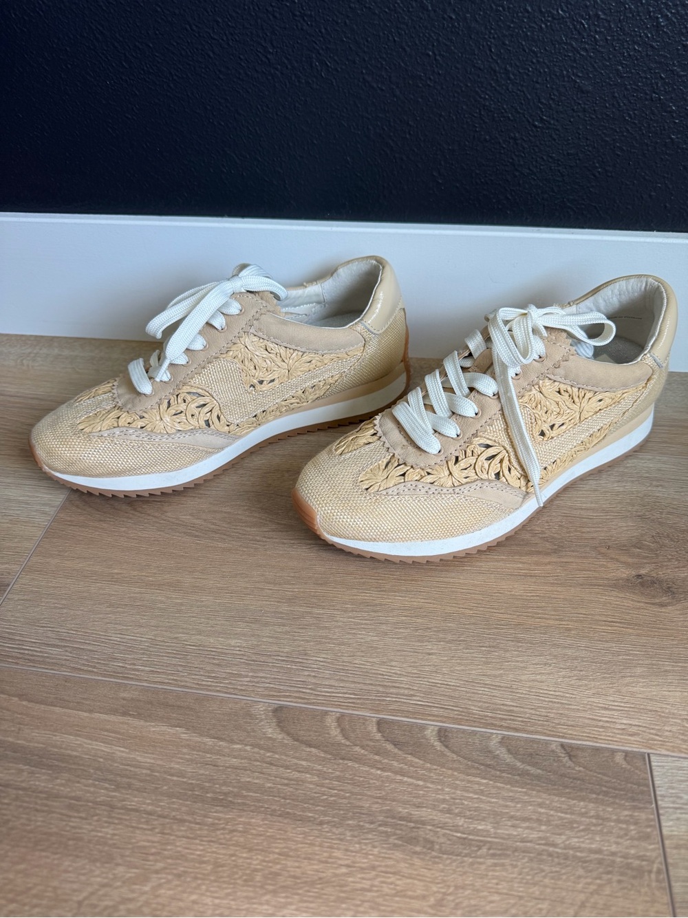 Dolce Vita Neutral Beige Lace-Detail Women's Sneakers
